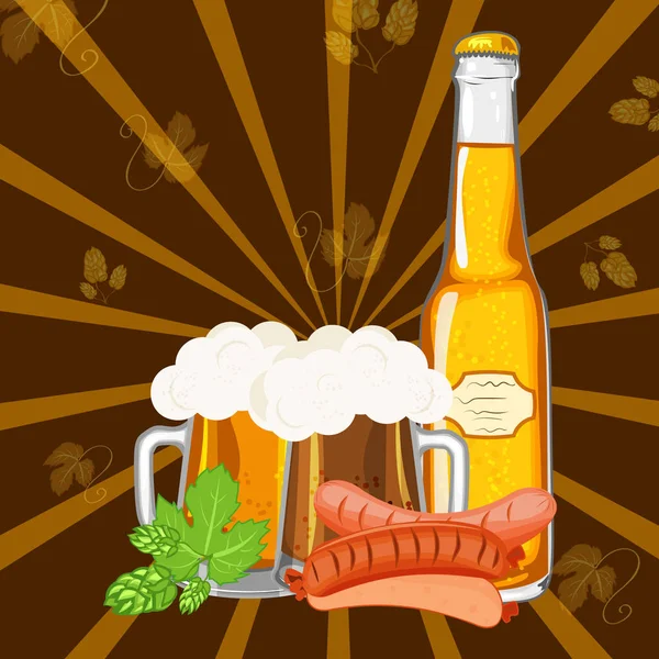 Октоберфест дизайн фон пиво фестивалю вектор банер баварському стилі ілюстрація. — стоковий вектор