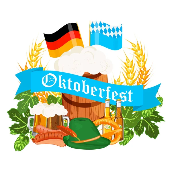 Oktoberfest tasarım arka plan Bira Festivali vektör afiş Bavyera tasarlamak.