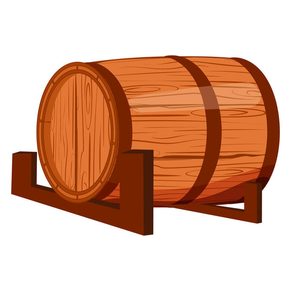 Old wooden barrel isolated on white background winery alcohol beer oak cask vector illustration.