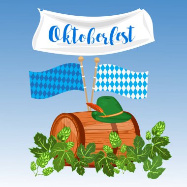 Oktoberfest tasarım arka plan Bira Festivali vektör afiş Bavyera tasarlamak.