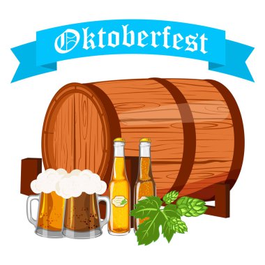 Oktoberfest tasarım arka plan Bira Festivali vektör afiş Bavyera tasarlamak.