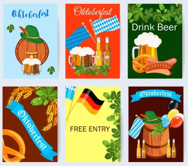 Oktoberfest tasarım arka plan Bira Festivali vektör afiş Bavyera tasarlamak.