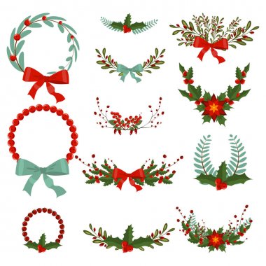 elle çizilmiş Noel çelenk