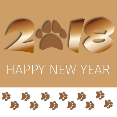 2018 metin tebrik kartı tasarım şablonu ayak izi mutlu yeni yıl vektör çizim ile.