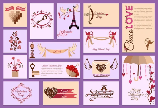 День Святого Валентина картка любові дизайн серцевої картки Векторні ілюстрації — стоковий вектор