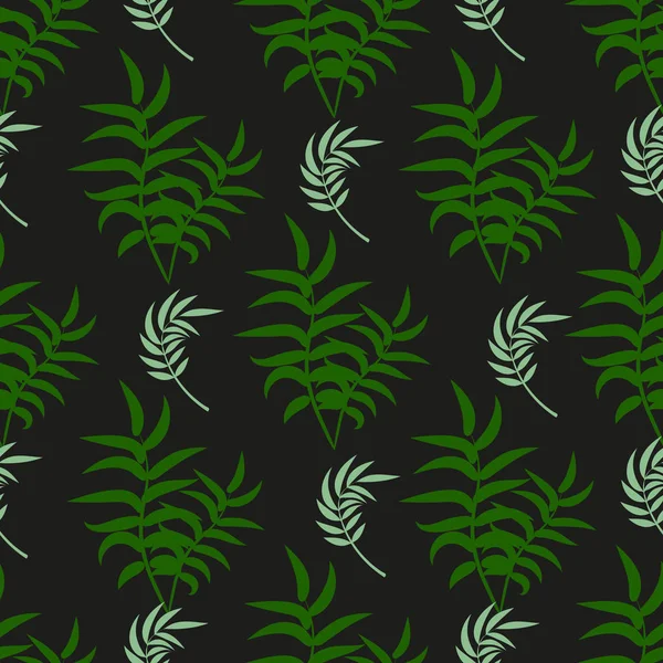 Тропічний візерунок пальми літня зелена пальма листя чорного фону . — стоковий вектор