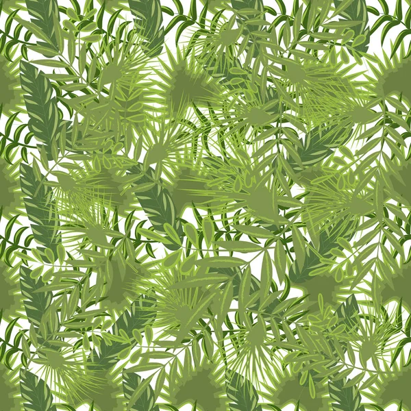Patrón tropical palmera verano verde palmera hojas fondo . — Archivo Imágenes Vectoriales
