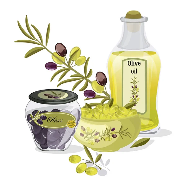 Векторные продукты оливкового масла — стоковый вектор