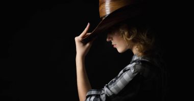 beautiful girl in a cowboy's hat clipart