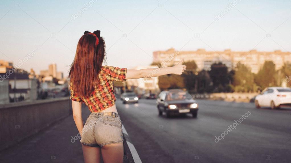 girl catches car