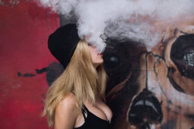stylish woman smoking clipart
