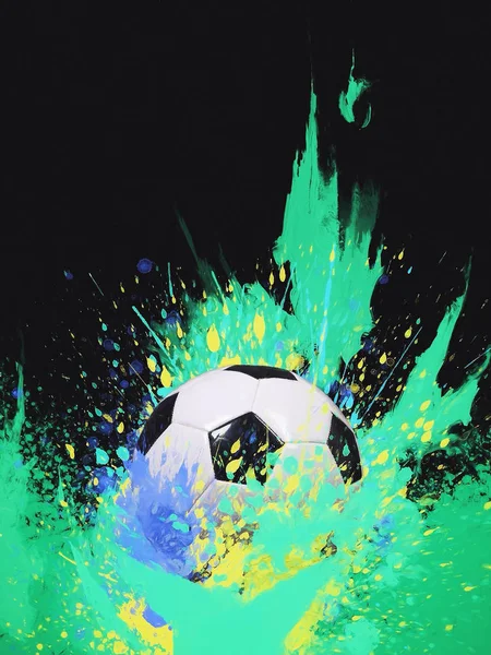 Pelota de fútbol en pinturas brillantes —  Fotos de Stock