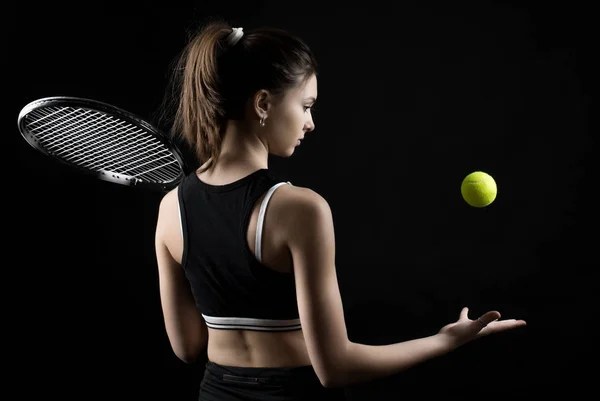 Beautiful young woman tennis player — Stock Photo, Image