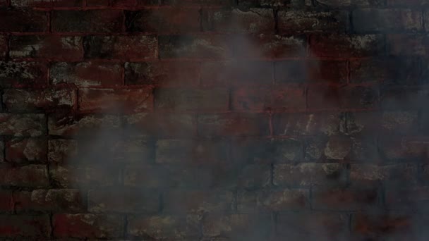 Tegelvägg i rök — Stockvideo