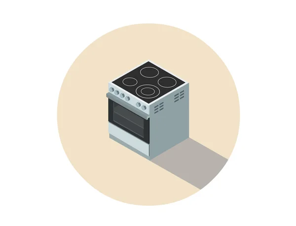 Ilustración isométrica vectorial de cocina eléctrica, estufa, equipo de cocina . — Archivo Imágenes Vectoriales