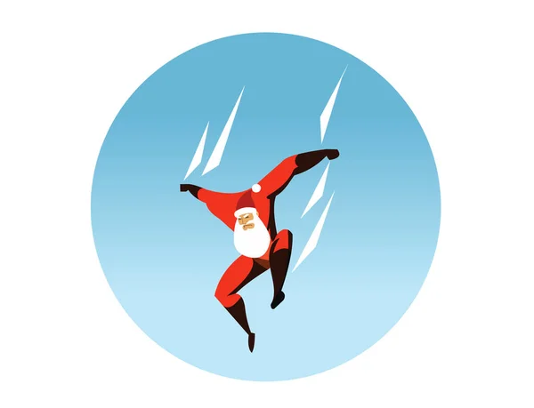 Ilustración vectorial de la acción del superhéroe Santa Claus . — Vector de stock
