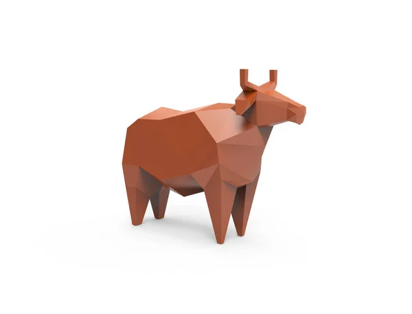 3D wielokąta ilustracja brązowe krowy z tworzywa sztucznego — Zdjęcie stockowe