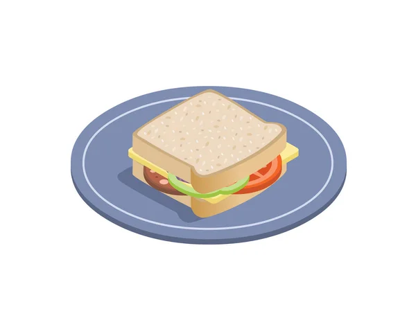 Illustrazione isometrica vettoriale del sandwich . — Vettoriale Stock