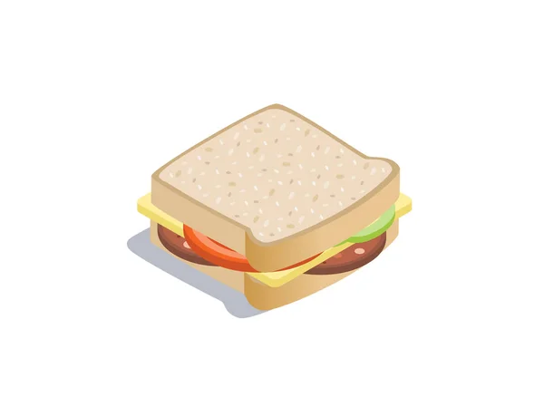 Illustrazione isometrica vettoriale del sandwich — Vettoriale Stock