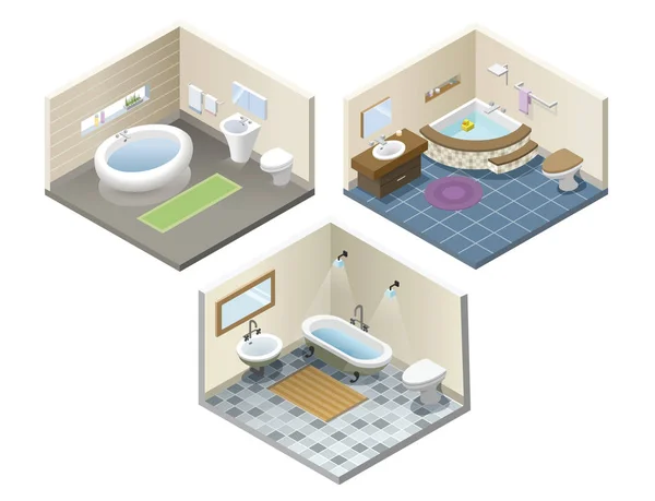 等距向量组的浴室家具 ico — 图库矢量图片
