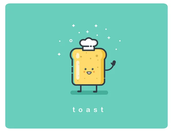 Illustrazione vettoriale del pane tostato personaggio divertente — Vettoriale Stock