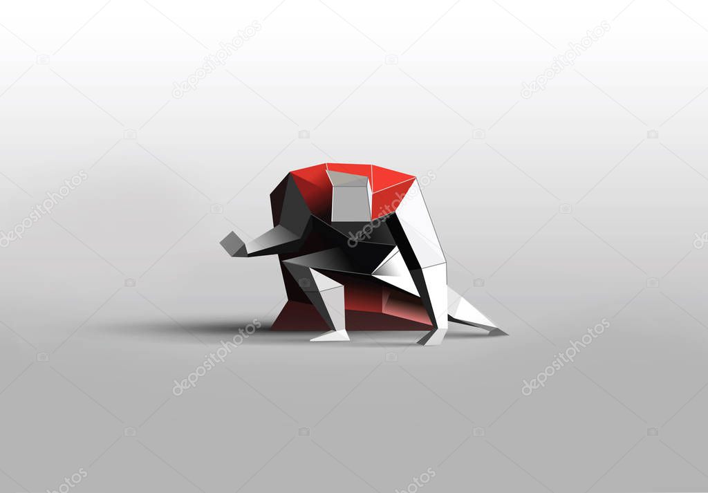 Vector polygonal illustration of  superhero, business power icon