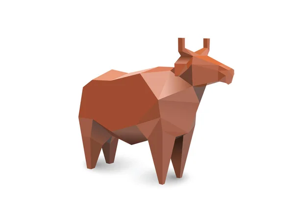 Wielokątne ilustracja wektorowa czerwona krowa, nowoczesne gospodarstwa i ikona produktu mleczarskiego — Wektor stockowy