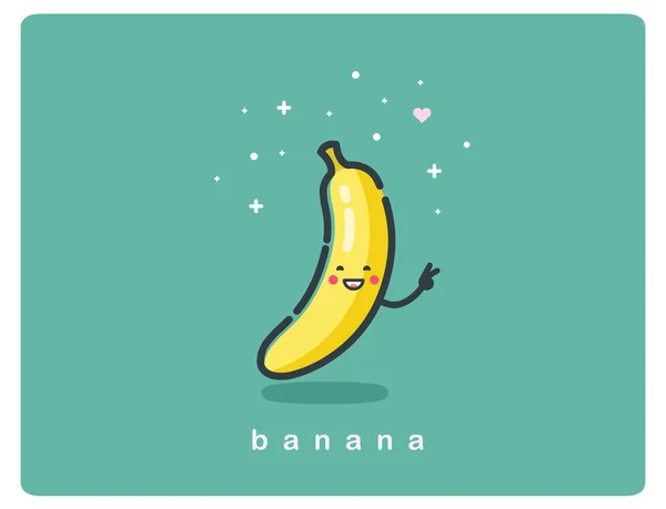 Vektorové ikony banán, ovoce vtipné kreslené postavičky — Stockový vektor