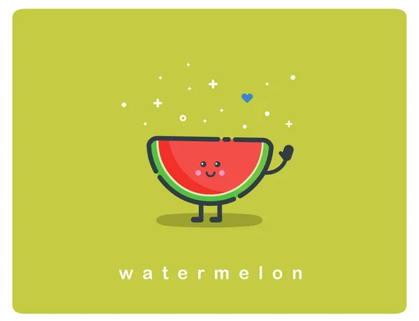 Vektorové ikony meloun, ovoce vtipné kreslené postavičky — Stockový vektor
