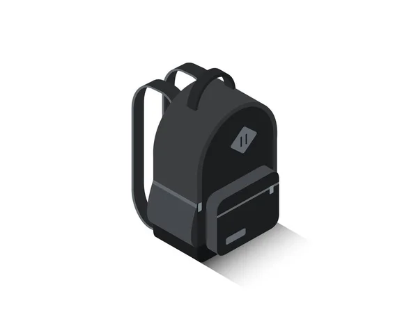 Vector izometryczny szkolny czarny plecak — Wektor stockowy