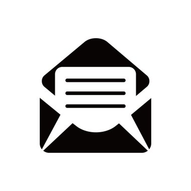 Açık zarf posta simgesi, vektör çizim. Düz tasarım stili