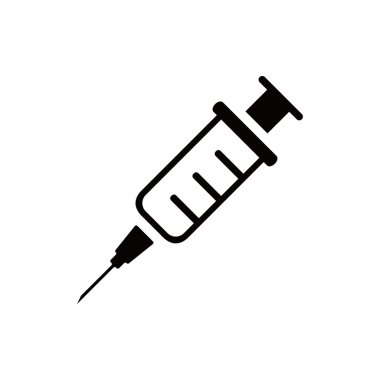 Enjeksiyon şırınga düz simge vektör tıbbi uygulamalar ve Web siteleri için