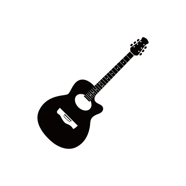 Signo de guitarra acústica icono. Música símbolo stock vector ilustración plano diseño — Vector de stock