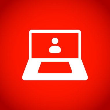 Kullanıcı simgesi orta vektör çizim düz tasarım ile dizüstü bilgisayar