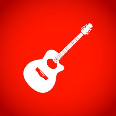 Akustik gitar işareti simgesi. Müzik sembol simge stok vektör illüstrasyon düz tasarımı