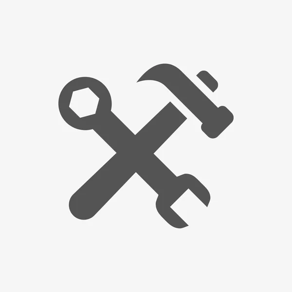 Hammer klíč ikonu vektorové ilustrace plochý design — Stockový vektor
