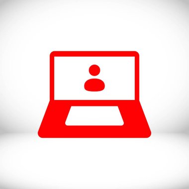 Kullanıcı simgesi orta vektör çizim düz tasarım ile dizüstü bilgisayar