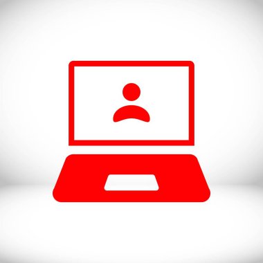Kullanıcı simgesi orta vektör çizim düz tasarım ile dizüstü bilgisayar