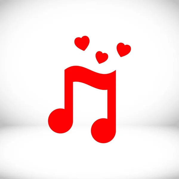 Note musicale avec coeur icône stock vectoriel illustration plat design — Image vectorielle