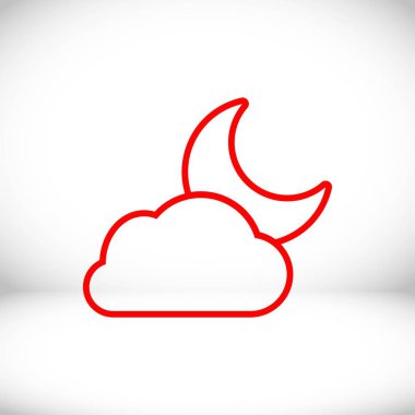 ay ve bulut simge stok vektör çizim düz tasarımı