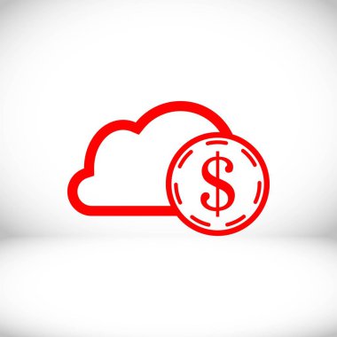Doları para bulut simge stok vektör çizim düz tasarımı