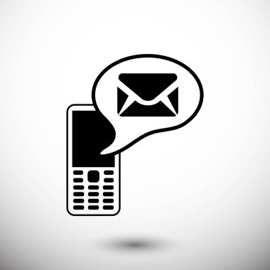 İleti hisse senedi vektör çizim düz tasarımı ile telefon simgesi