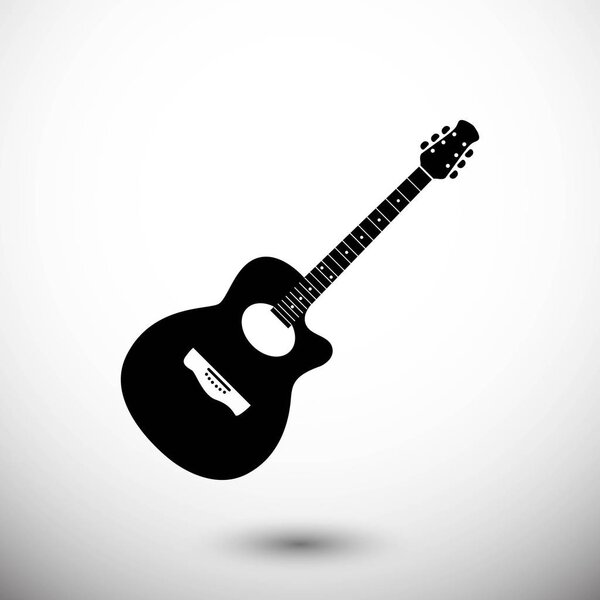 Acoustic guitar sign icon. Music symbol icon stock vector illustration flat design
