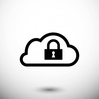 kilit bulut simge stok vektör çizim düz tasarımı