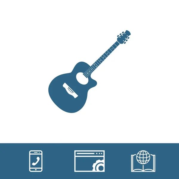 Akustik gitar işareti simgesi. Müzik sembol simge stok vektör illüstrasyon düz tasarımı