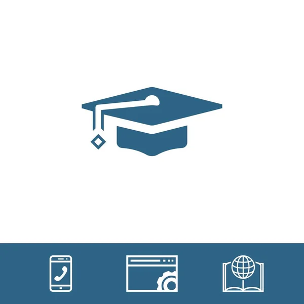 Graduation cap icône stock vectoriel illustration plat design — Image vectorielle