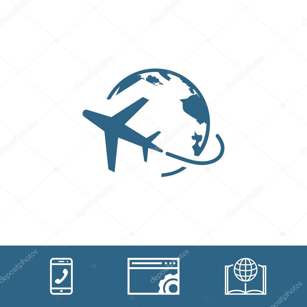 Plane Globe Icon stock vector illustration flat design
