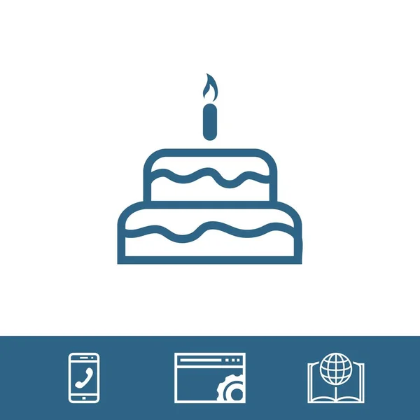 Tårta med ljus ikonen Lager vektor illustration platt design — Stock vektor