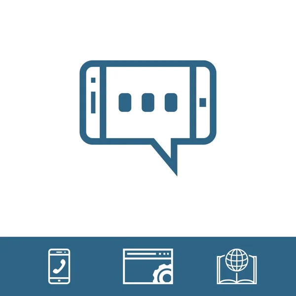 Mensaje o chat en el icono del teléfono inteligente stock vector ilustración diseño plano — Vector de stock