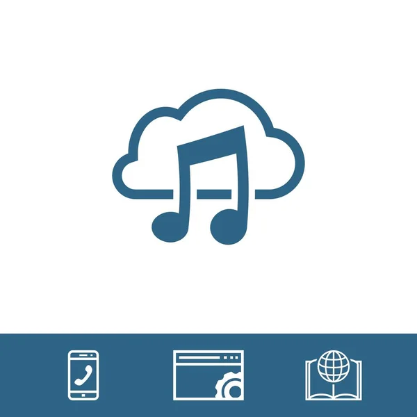 Musik-Upload-Download zum Cloud-Symbol Aktienvektor Illustration flaches Design — Stockvektor